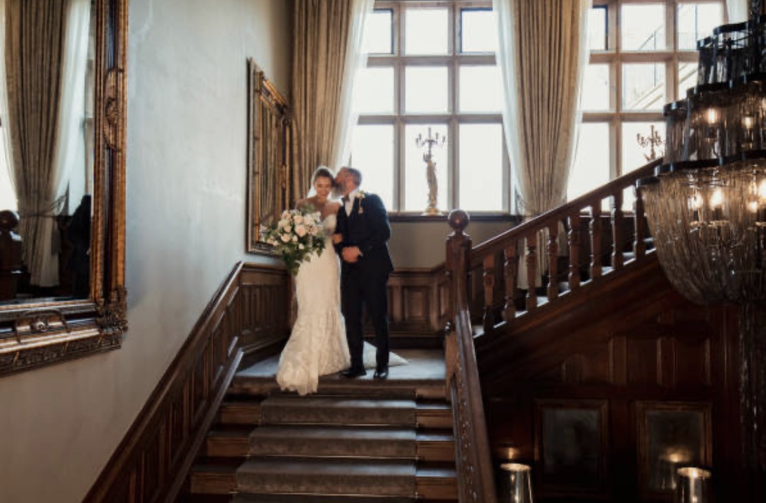 Bride & Groom Castle Staircase