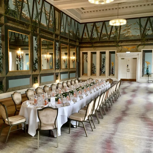 Beautiful surroundings for a wedding breakfast in the artistic Castle Suite #wedding #edinburgh @waedinburgh