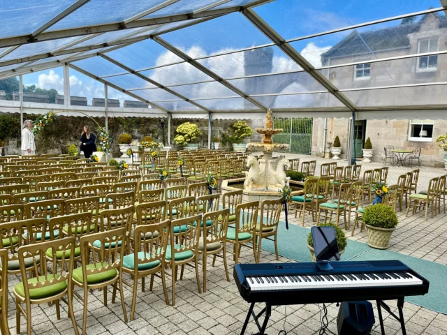 A sunny August wedding ceremony in the Courtyard, drinks reception in the drawing room and dinner in the marquee at the beautiful Dundas Castle @dundascastle 1 of 2 posts #dundas #dundascastle #dundascastlewedding #bechstein #cbechstein #scottishwedding #scottishweddingpianist #weddinginscotland #weddingpianoscotland #weddingscotland #luxuryweddingsscotland #luxurywedding